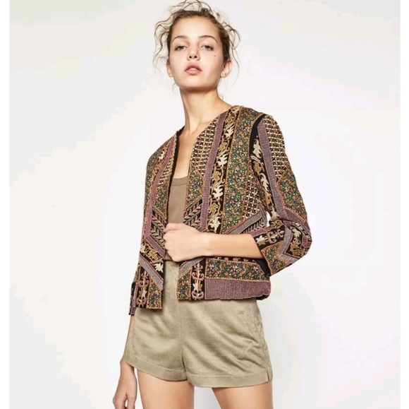 zara ethnic embroidered jacket